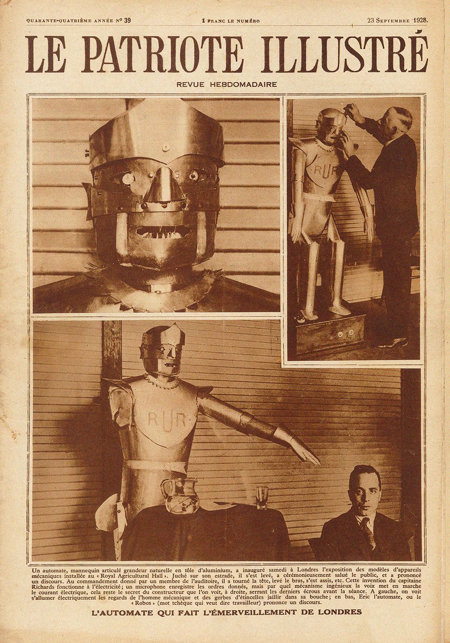 إريك ، أول روبوت بريطاني في معرض جمعية المهندسين النموذجيين في لندن عام 1928. بواسطة غير معروف
