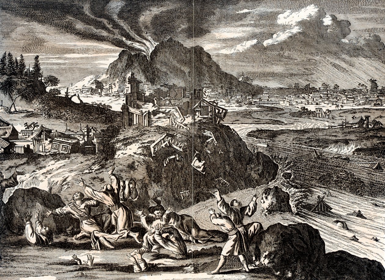 ثورة سان شيران والزلزال في إيدو طوكيو ، اليابان ، 1650 بواسطة غير معروف