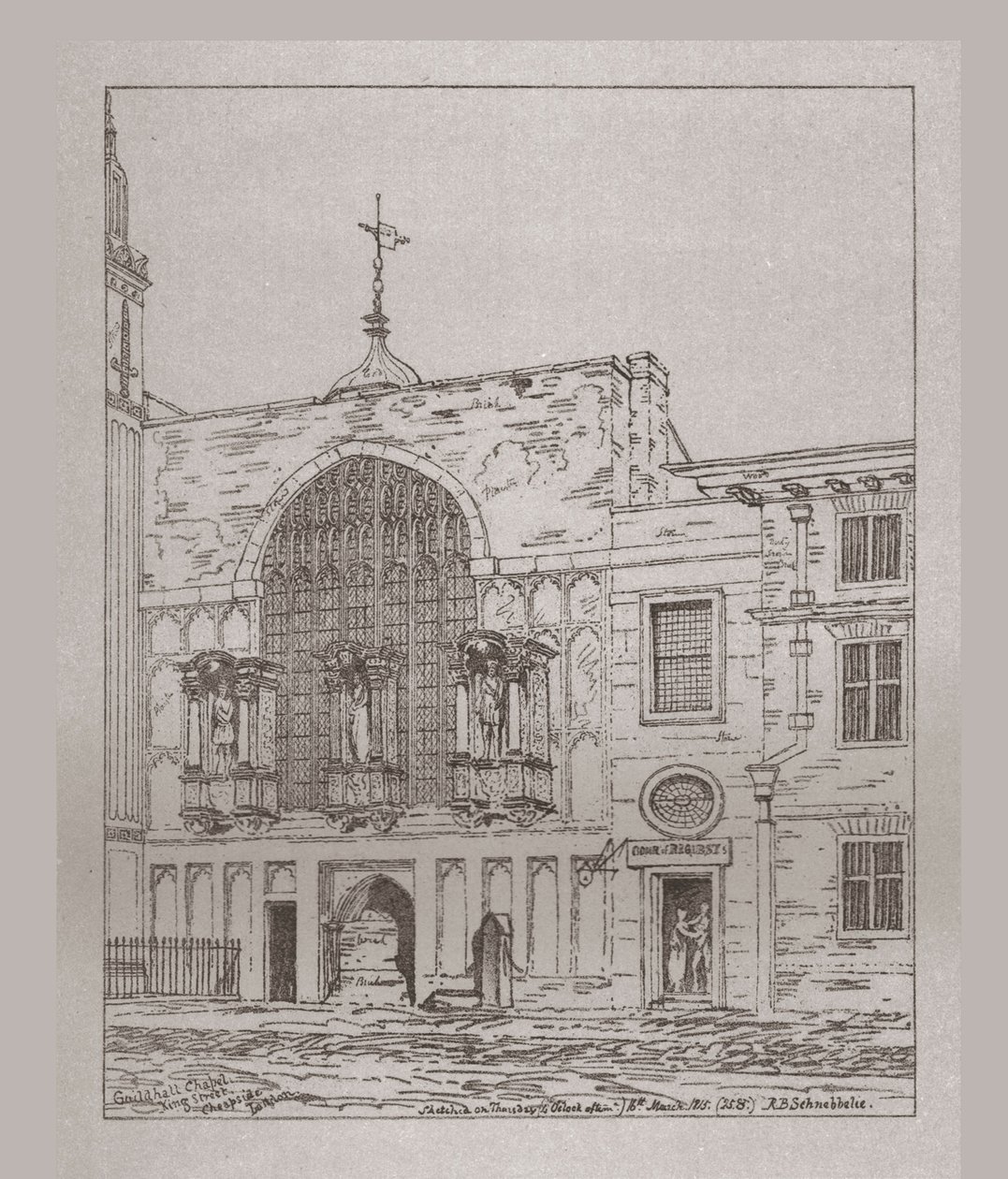 المنظر الخارجي لكنيسة جيلدهول ، 1815 ، 1886 بواسطة غير معروف