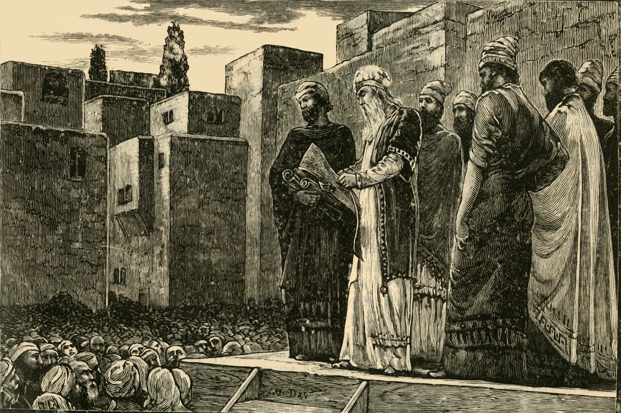 عزرا يقرأ القانون لليهود ، 1890. بواسطة غير معروف