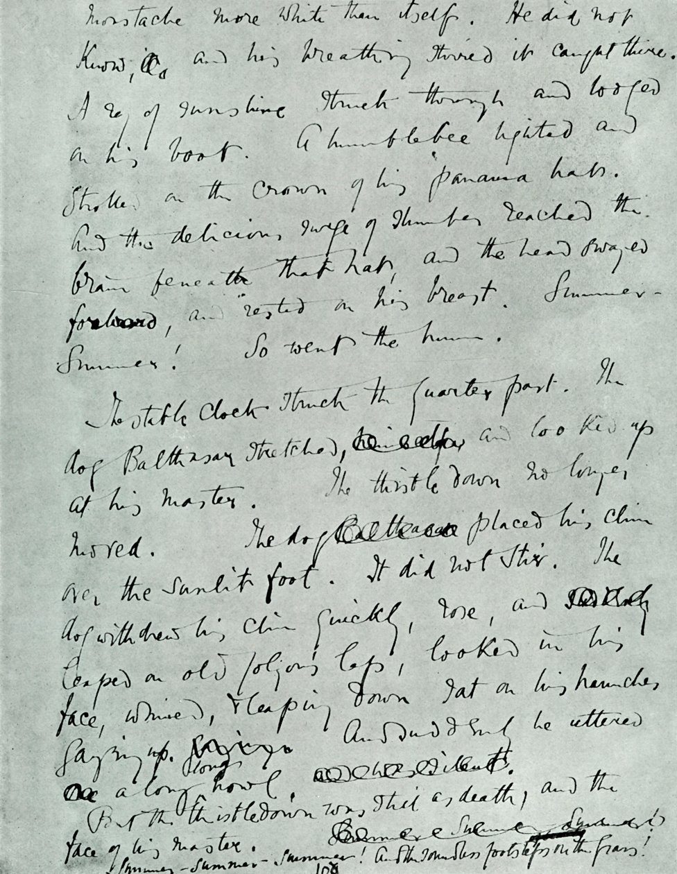 صفحة فاكس من MS for Summer Summer of a Forsyte ، بقلم جون جالسوورثي ، 1918 ، 1928. بواسطة غير معروف