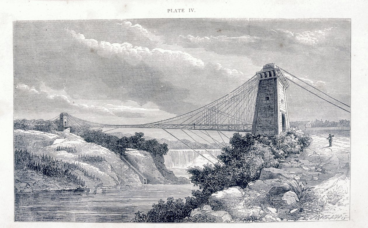 جسر تعليق فولز فيو ، نياجرا ، أمريكا الشمالية ، c1869-c1889 بواسطة غير معروف