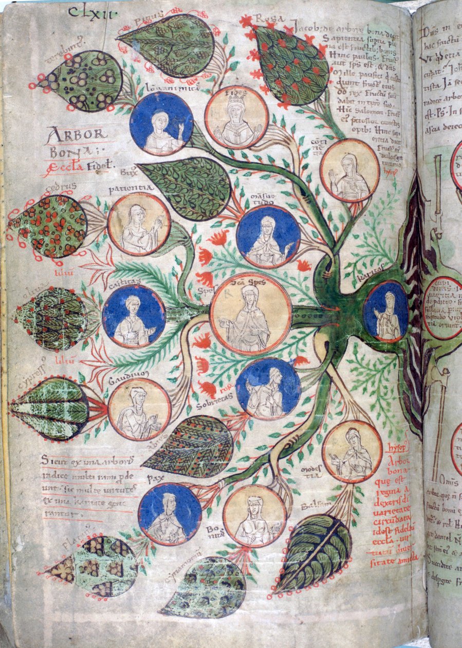 شجرة العائلة ، صفحة من Liber Floridus ، القرن الثاني عشر بواسطة غير معروف