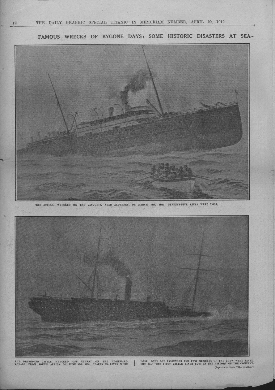حطام الأيام الخوالي الشهيرة: بعض الكوارث التاريخية في البحر ، 20 أبريل 1912. بواسطة غير معروف