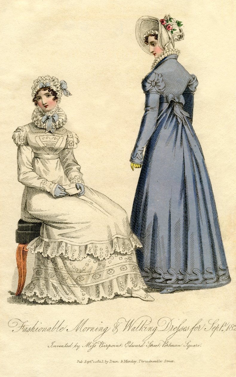 فساتين عصرية للمشي وصباح من سبتمبر 1823 بواسطة غير معروف