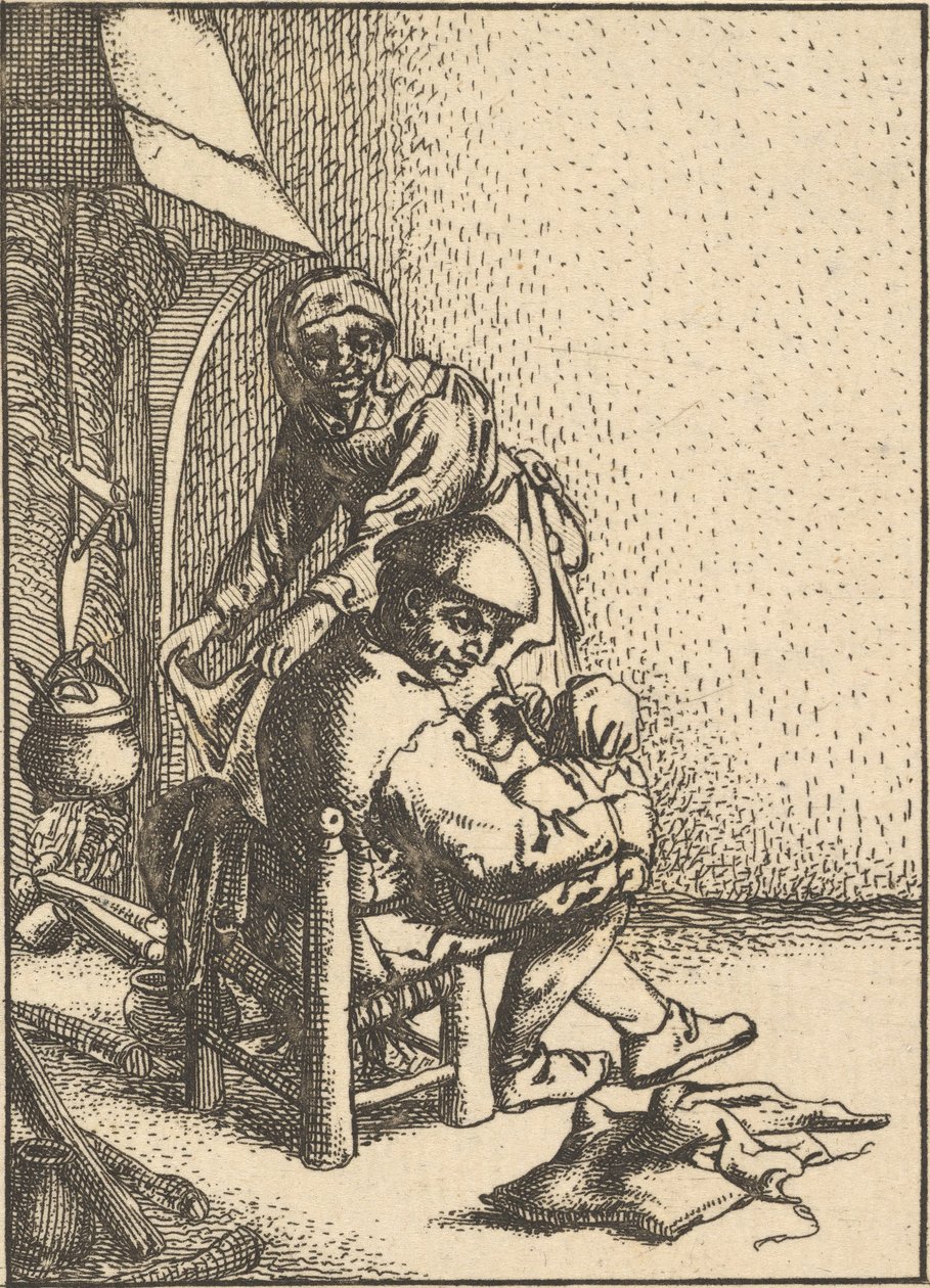 الأب يطعم طفله ، 1610-1685. بواسطة غير معروف