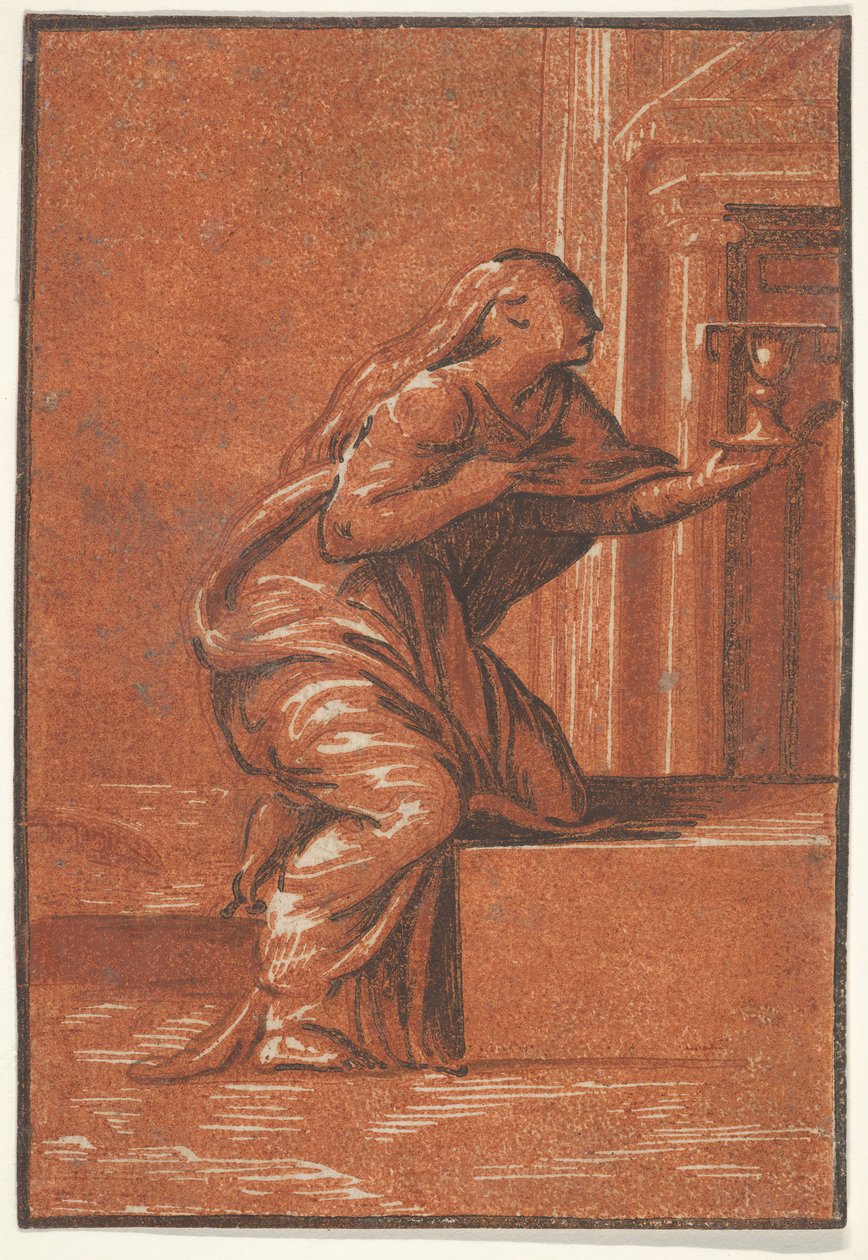 تجسيد للإيمان الذي يركع يرفع الكأس في يده اليسرى ، بعد ... 1520-1560. بواسطة غير معروف