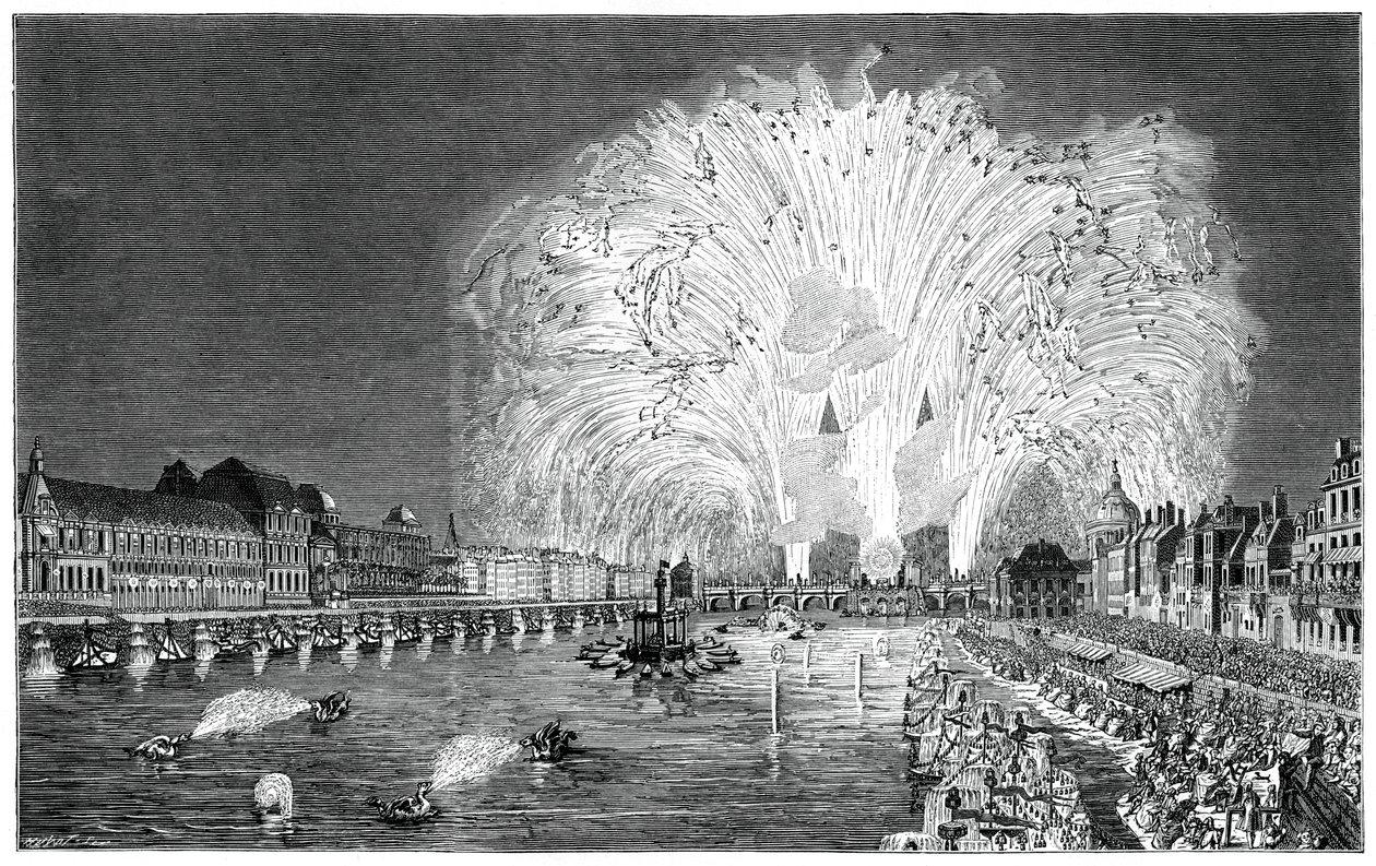 الألعاب النارية على الجسر ، باريس ، 1754 ، 1885 بواسطة غير معروف