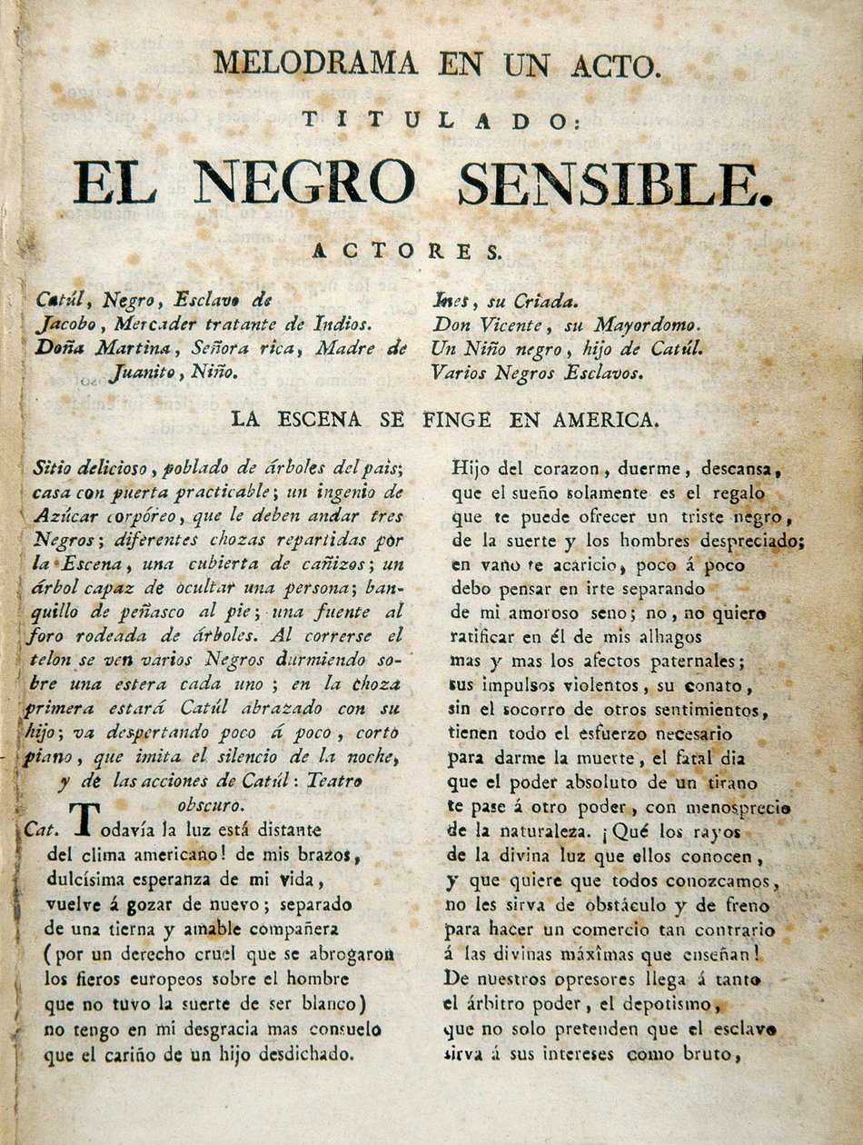 الصفحة الأولى من "El Negro sensible" بواسطة غير معروف