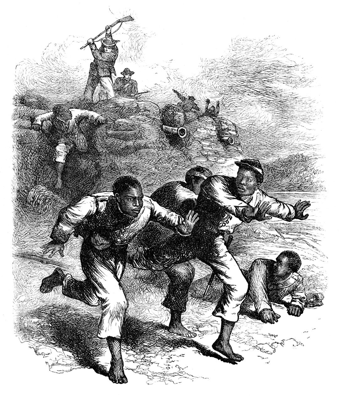 هروب جنود الاتحاد الأسود من فورت بيلو ، تينيسي ، الحرب الأهلية الأمريكية ، 1864 c1880 بواسطة غير معروف