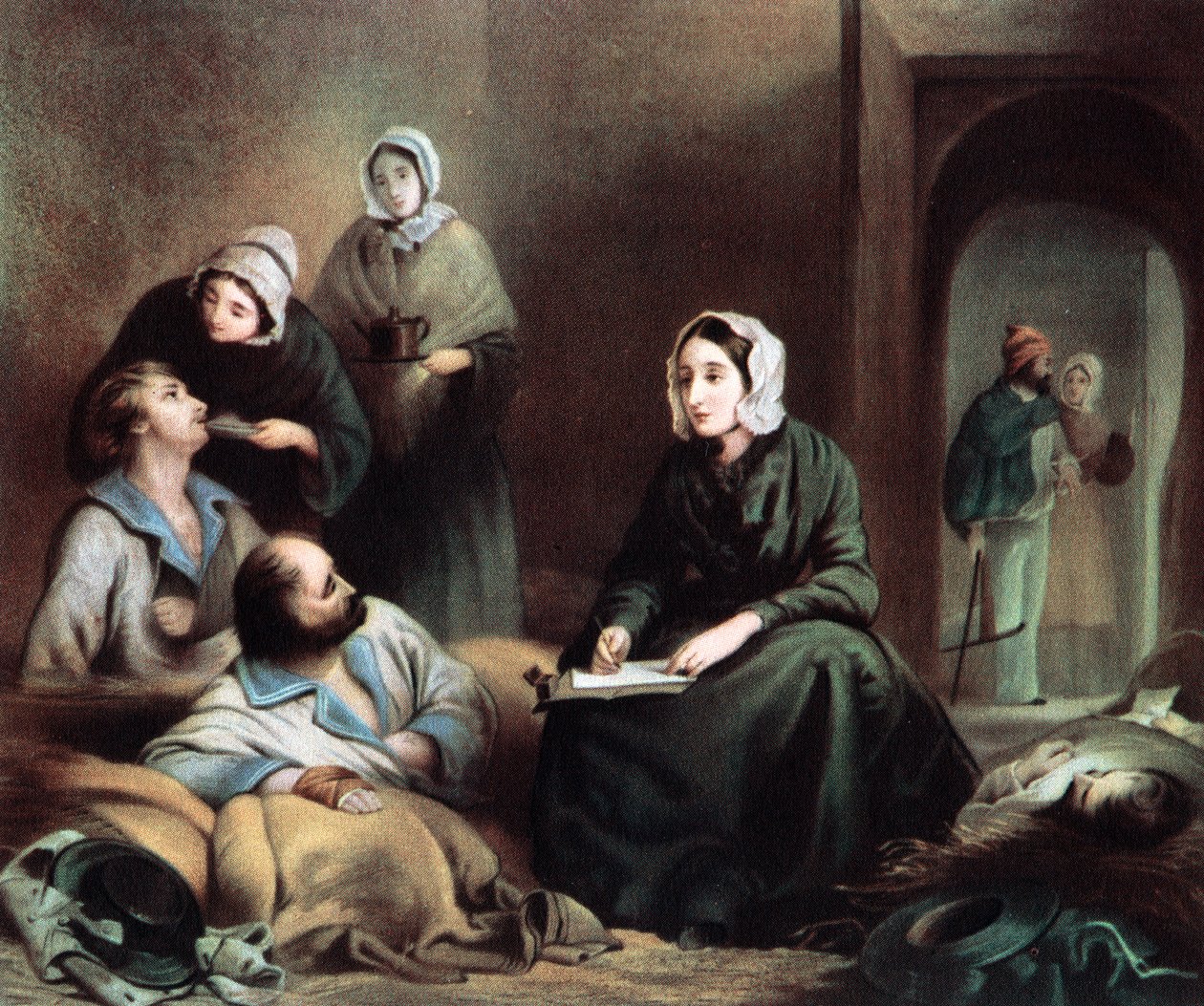 فلورنس نايتنجيل ، ممرضة بريطانية ومصلحة مستشفى ، في مستشفى سكوتاري ، تركيا ، 1855 بواسطة غير معروف