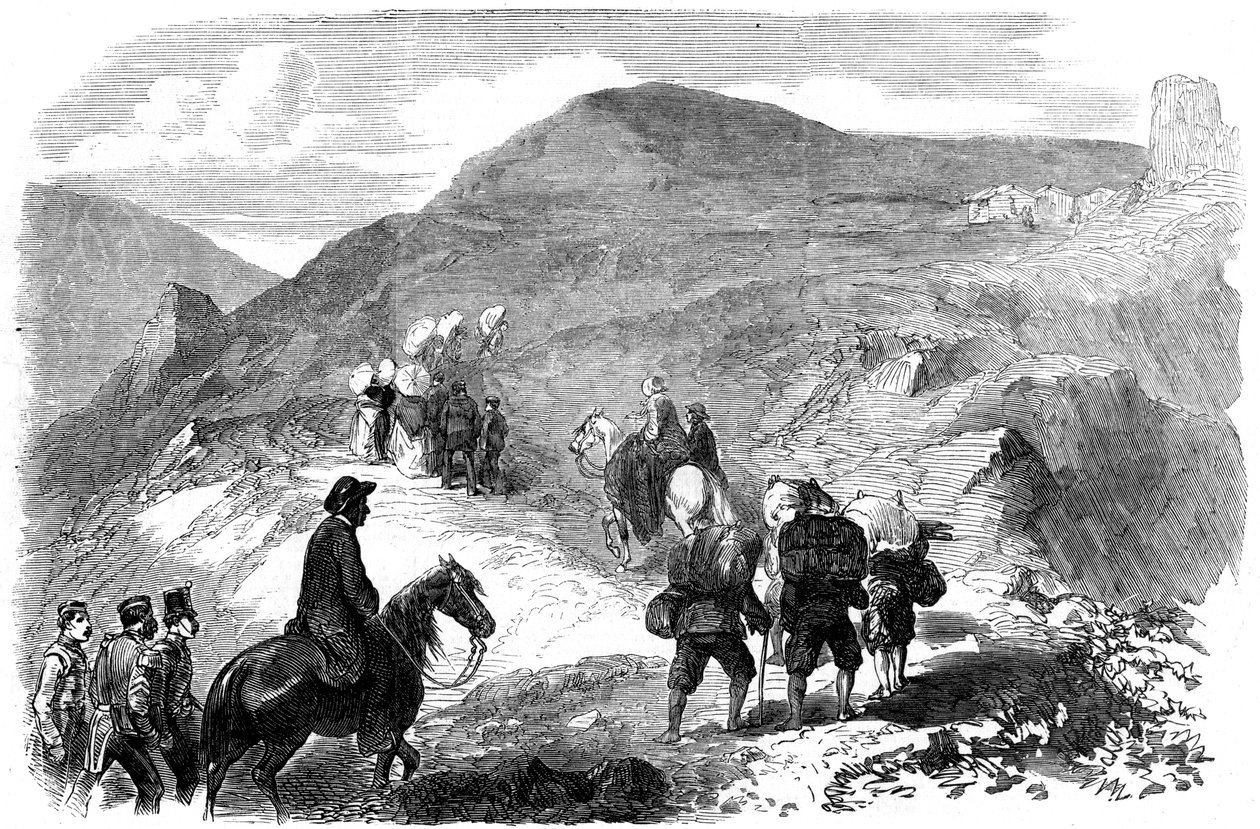 فلورنس نايتنجيل يزور مستشفيات الكوخ في بالاكلافا ، 1855 بواسطة غير معروف