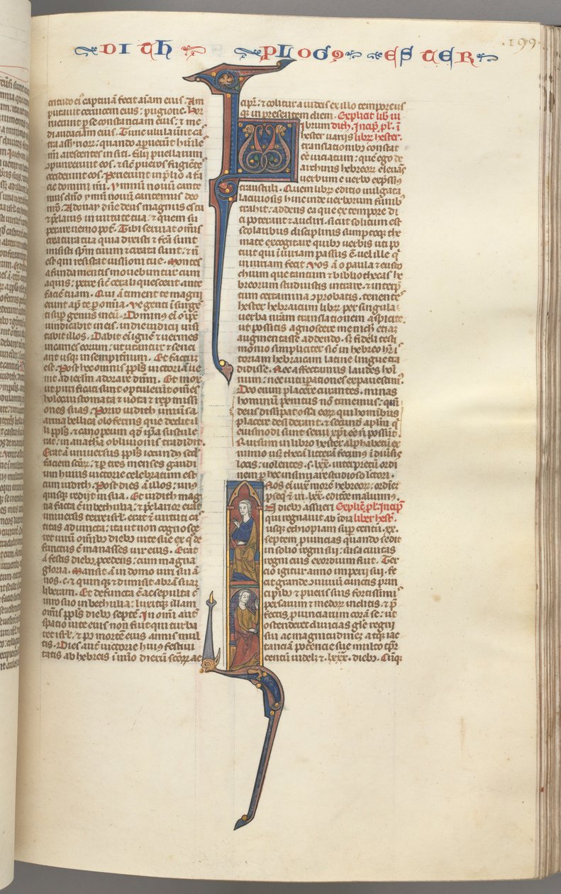 فول. 199 و ، استير ، تاريخ مبدئي ، شخصان من الذكور جالسين ، ج. 1275-1300. بواسطة غير معروف