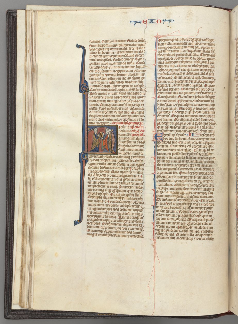 فول. 20v ، خروج ، تاريخ H الأولي ، موسى وأتباعه مع أقراص القانون ، ج. 127 بواسطة غير معروف