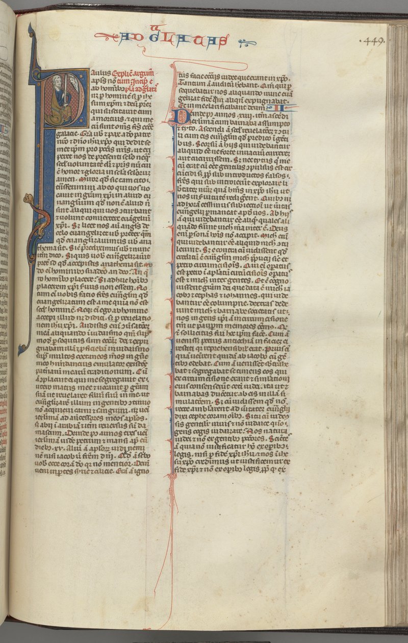 فول. 449 ص ، غلاطية ، تاريخ P الأولي ، بولس جالس بالسيف ، ج. 1275-1300. بواسطة غير معروف