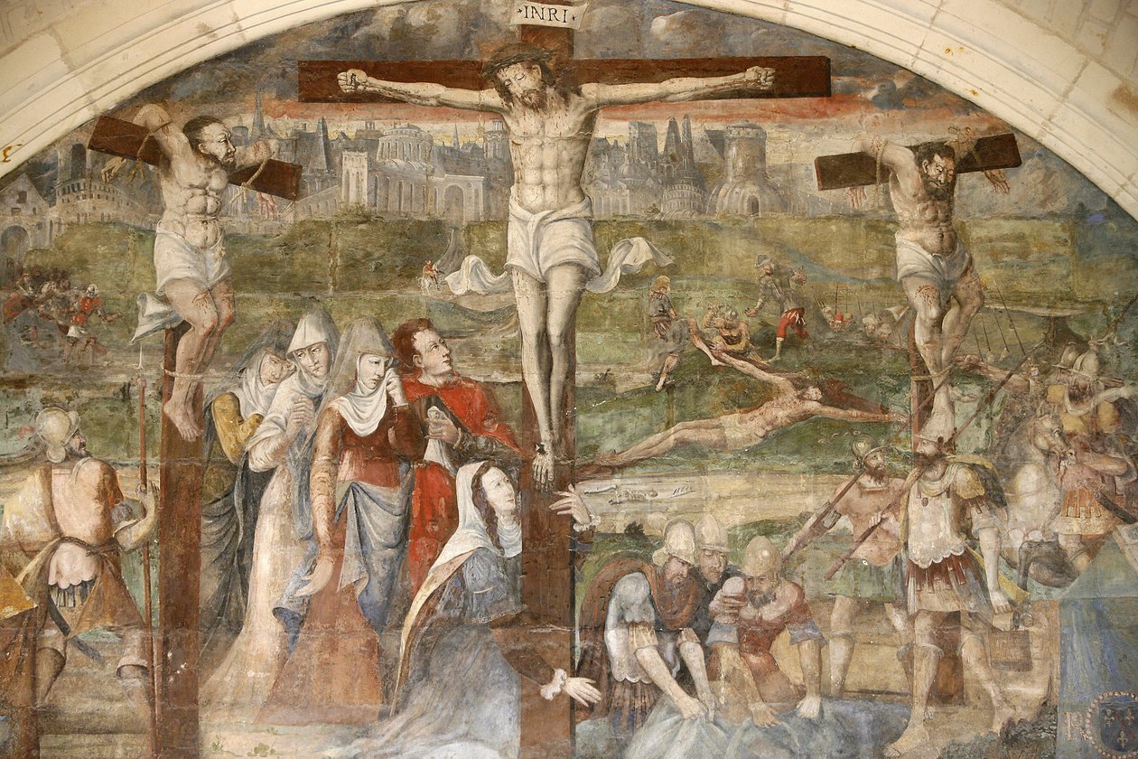 Fontevrault (Fontevraud) لوحة منزل فصل الدير: القيامة رسمها توماس بوت حوالي عام 1563 ، Fontevraud ، فرنسا بواسطة غير معروف