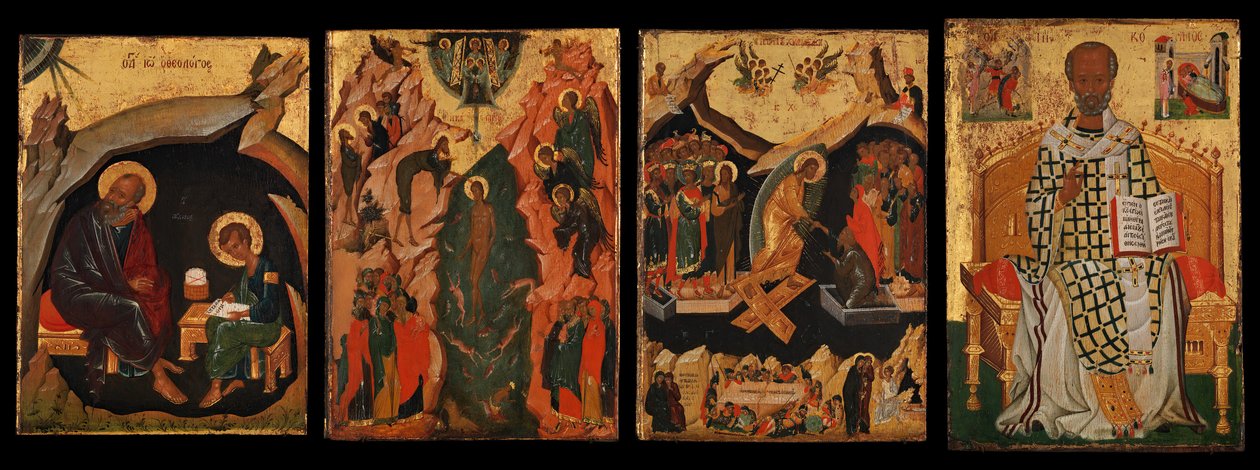 أربع أيقونات من زوج من ألواح الأبواب ، ربما جزء من Polyptych ... ، أوائل القرن الخامس عشر. بواسطة غير معروف
