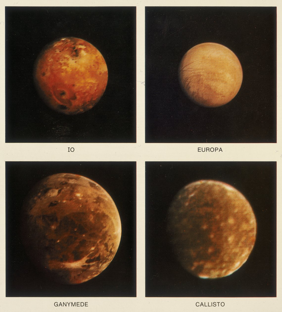 أربعة أقمار لكوكب المشتري. Io ، Europa ، Ganymede and Callisto ، 1979 بواسطة غير معروف