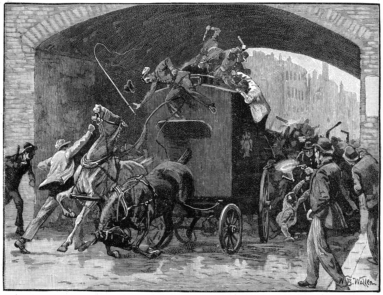 تحرير قادة مؤامرة فينيان من عربة شرطة ، هايد ستريت ، مانشستر ، 1867 بواسطة غير معروف