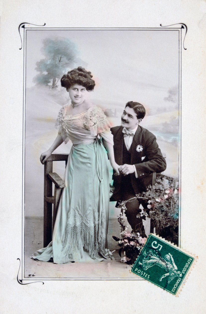 بطاقة بريدية رومانسية فرنسية ، c1900 بواسطة غير معروف