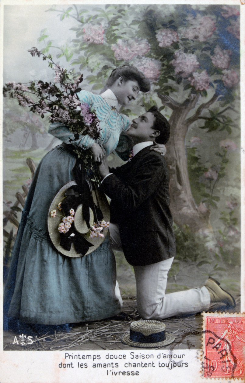 بطاقة بريدية رومانسية فرنسية ، c1900 بواسطة غير معروف