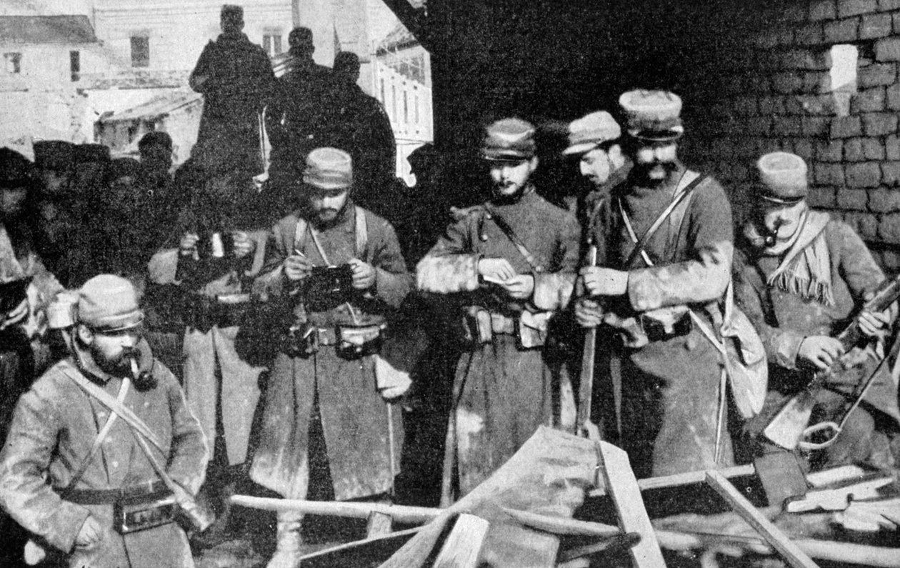 جنود فرنسيون في حالة استراحة في شامبان ، فرنسا ، الحرب العالمية الأولى ، 1915 بواسطة غير معروف