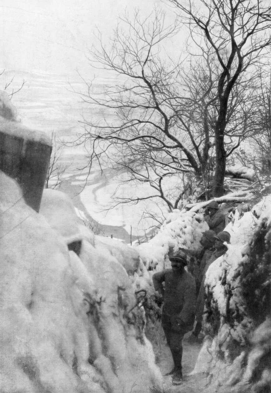 الخنادق الفرنسية على نهر بيافي ، الجبهة الإيطالية ، ديسمبر 1917 بواسطة غير معروف