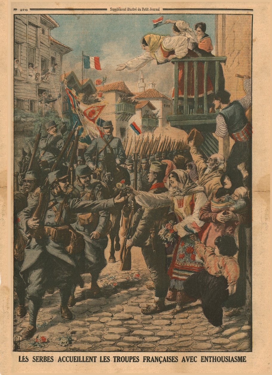 رحب الصرب بالقوات الفرنسية بحماس عام 1915. بواسطة غير معروف