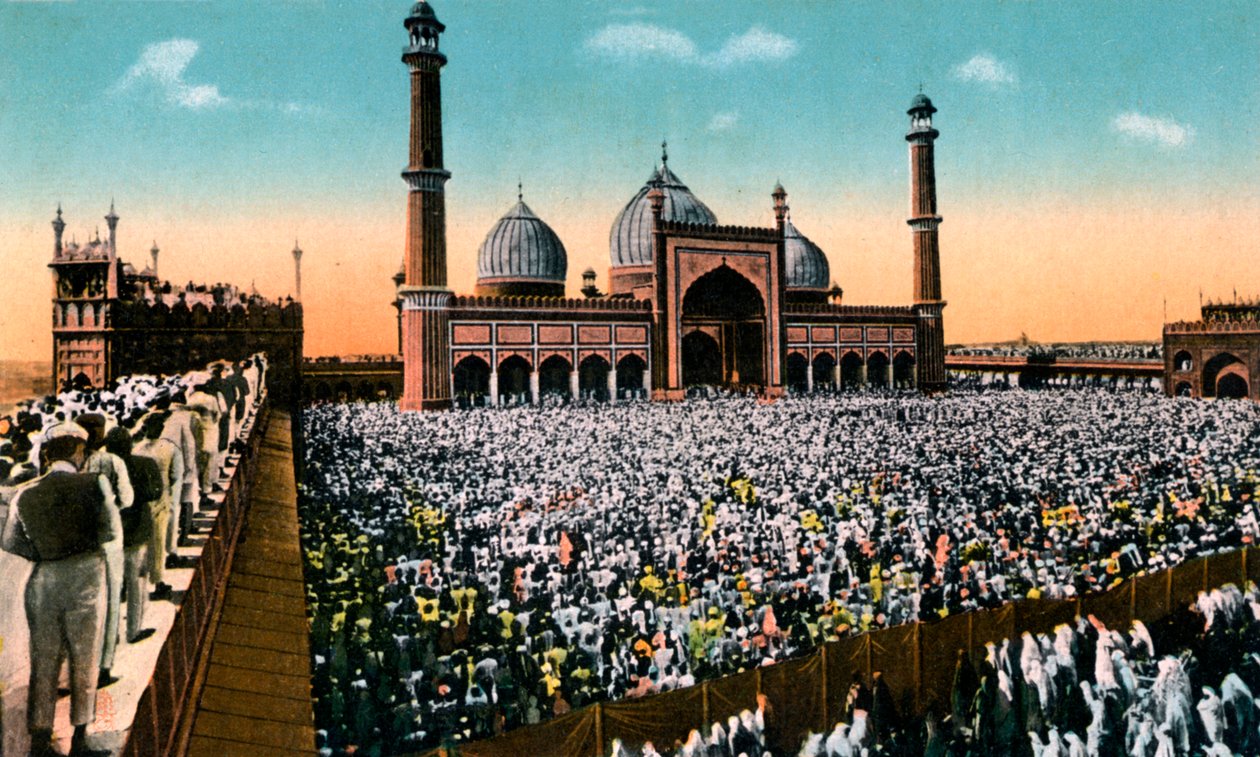 صلاة الجمعة ، مسجد جامع ، دلهي ، الهند ، أوائل القرن العشرين بواسطة غير معروف