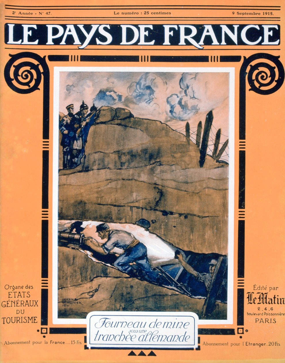 الغلاف الأمامي لـ Le Pays de France ، 9 سبتمبر 1915 بواسطة غير معروف