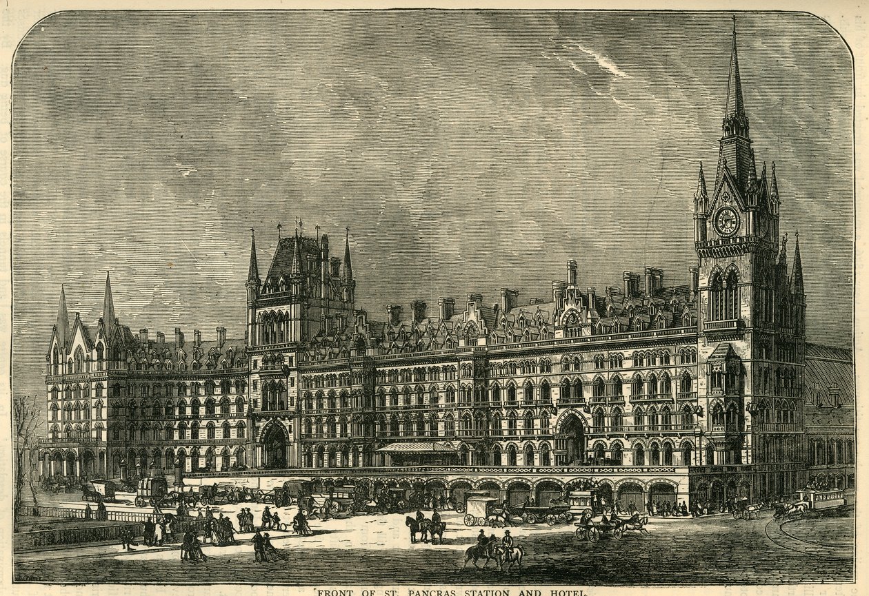 أمام محطة وفندق سانت بانكراس ، c1876. بواسطة غير معروف