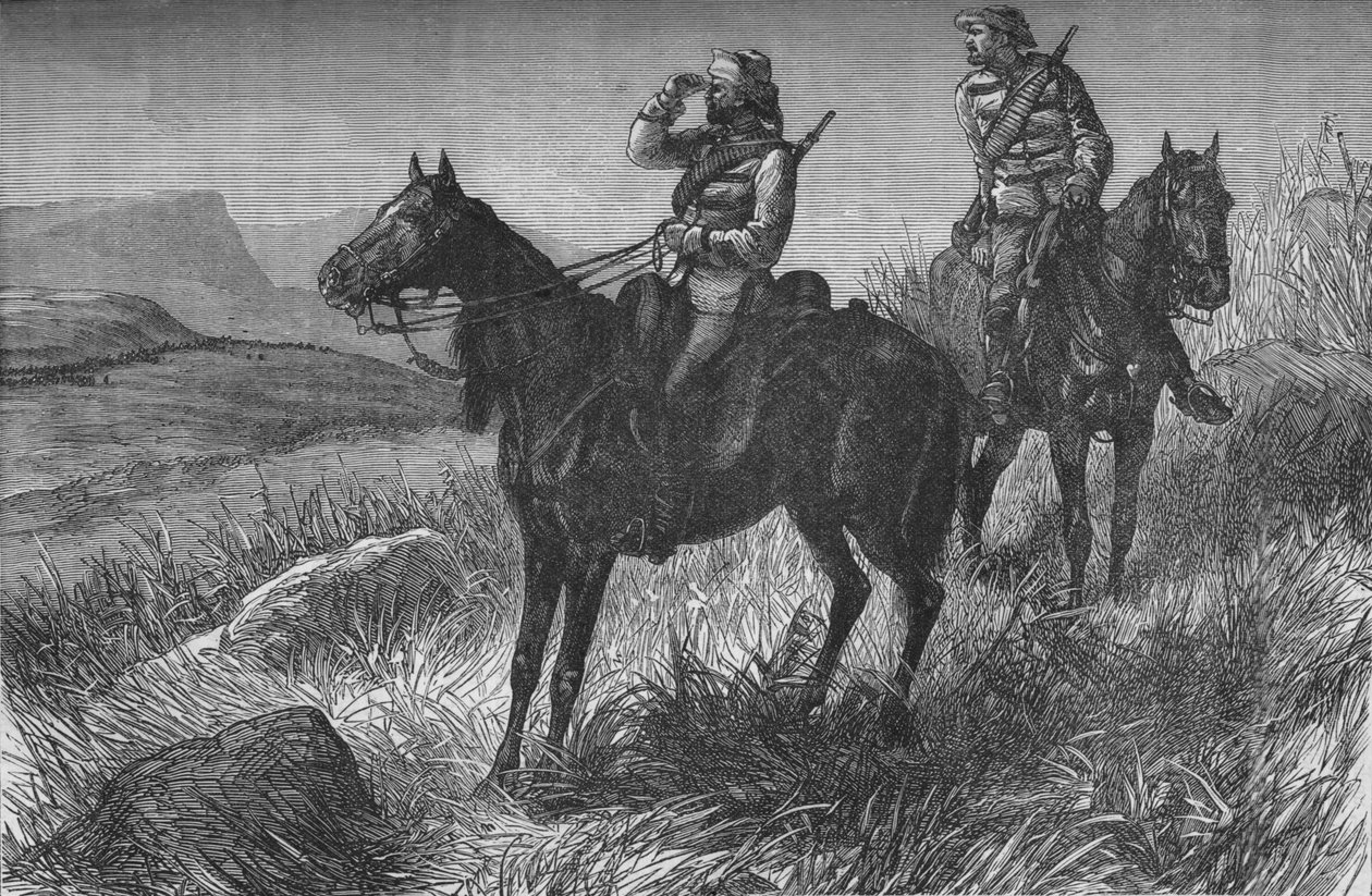 Frontier Light Horse ، على Vedette Duty ، اكتشاف Zulus بالقرب من Woods Camp ، على Kambula Hill ، c1880 بواسطة غير معروف