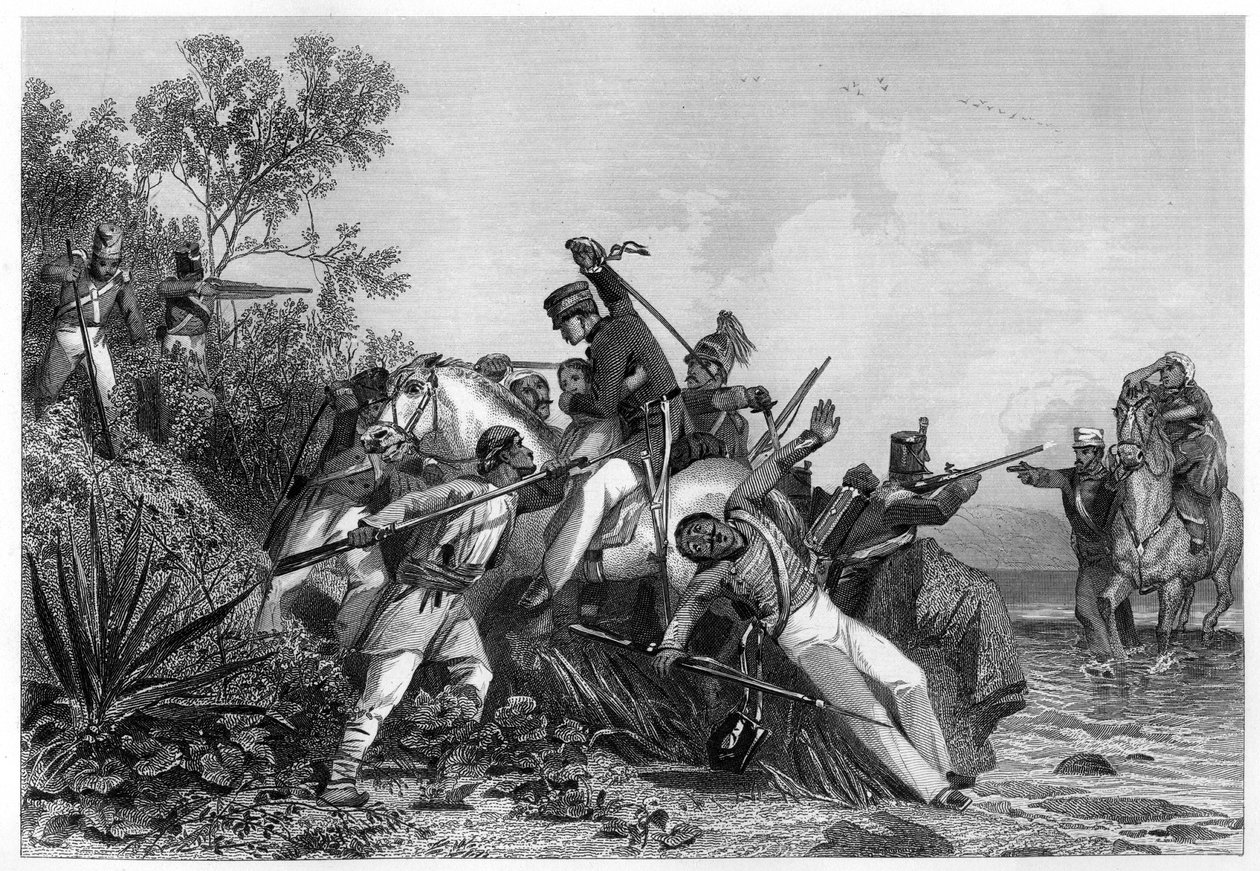 هاجم المتمردون البريطانيون الهاربون وعائلاتهم ، 1857 ، c1860 بواسطة غير معروف