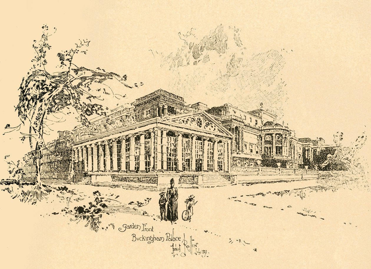 واجهة الحديقة ، قصر باكنغهام ، وستمنستر ، لندن ، c1890. بواسطة غير معروف