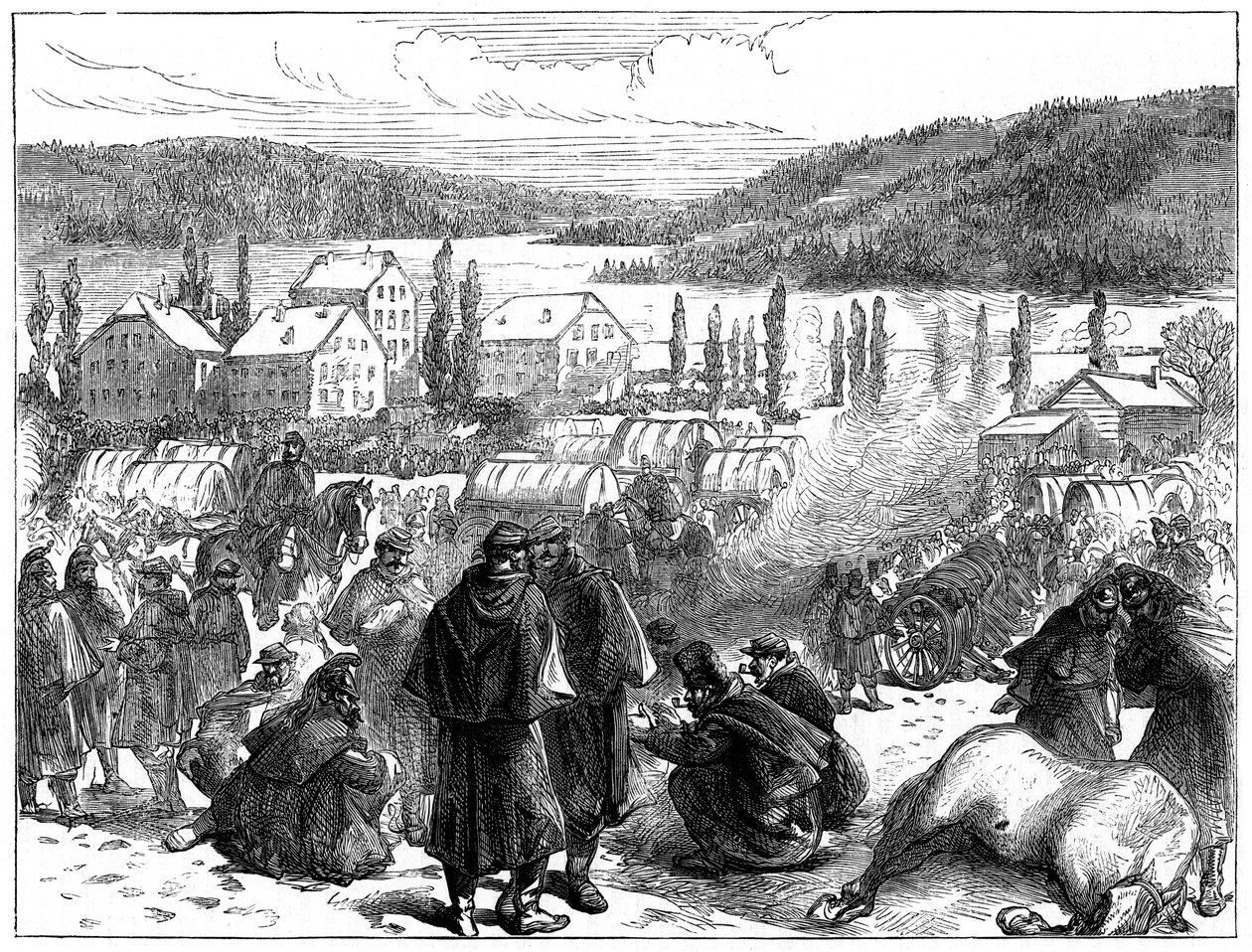 هزم الجنرال بورباكيس الجيش الفرنسي في سويسرا ، فبراير 1871 بواسطة غير معروف