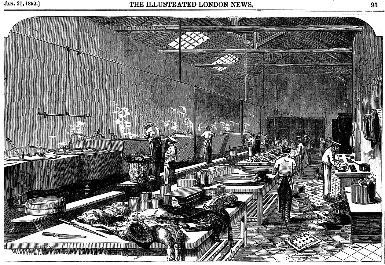 منظر عام للمطبخ في Richie & McCalls Cannery ، Houndsditch ، لندن ، 1852 بواسطة غير معروف