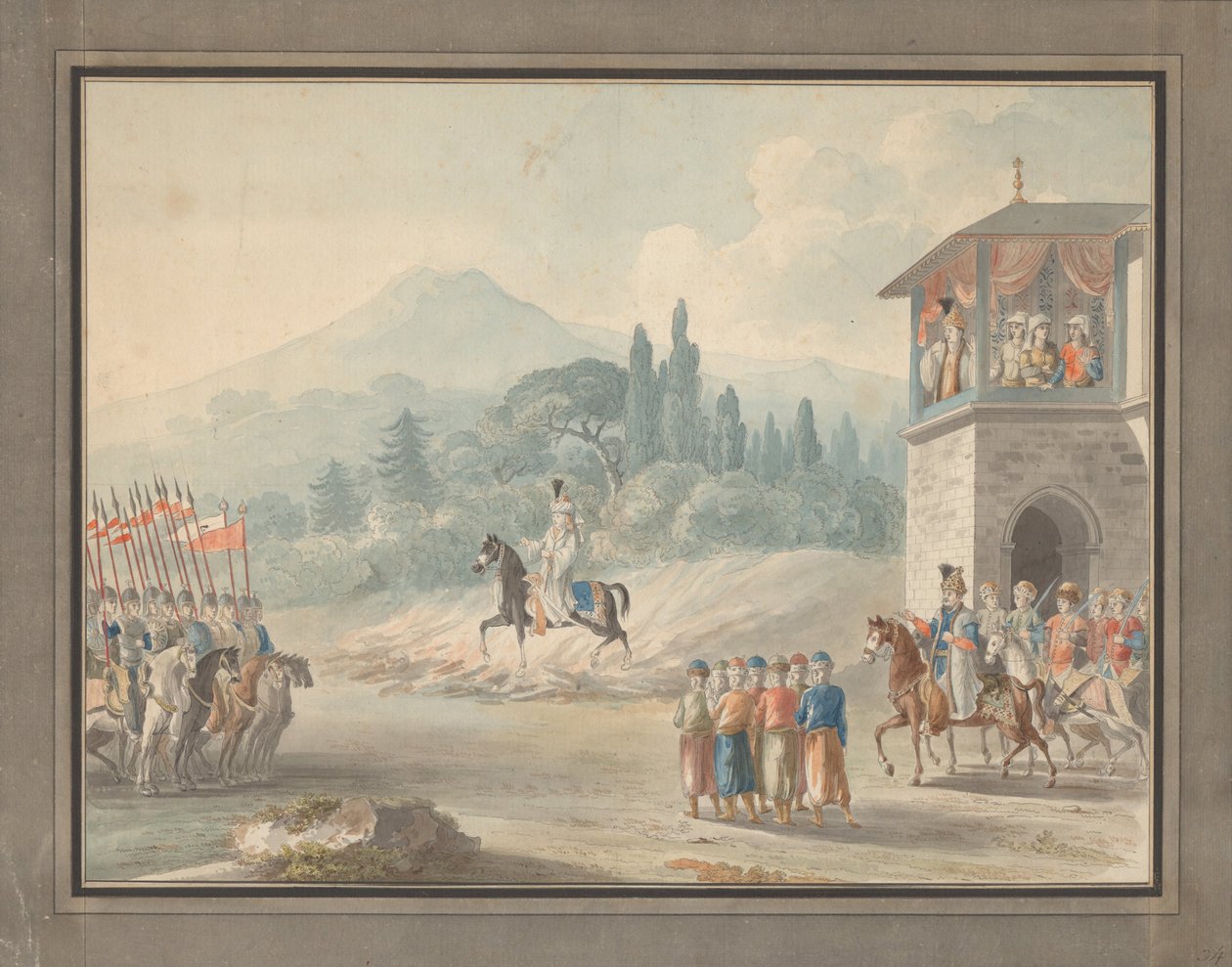 مراجعة سلاح الفرسان الجورجي ، ج. 1780 بواسطة غير معروف