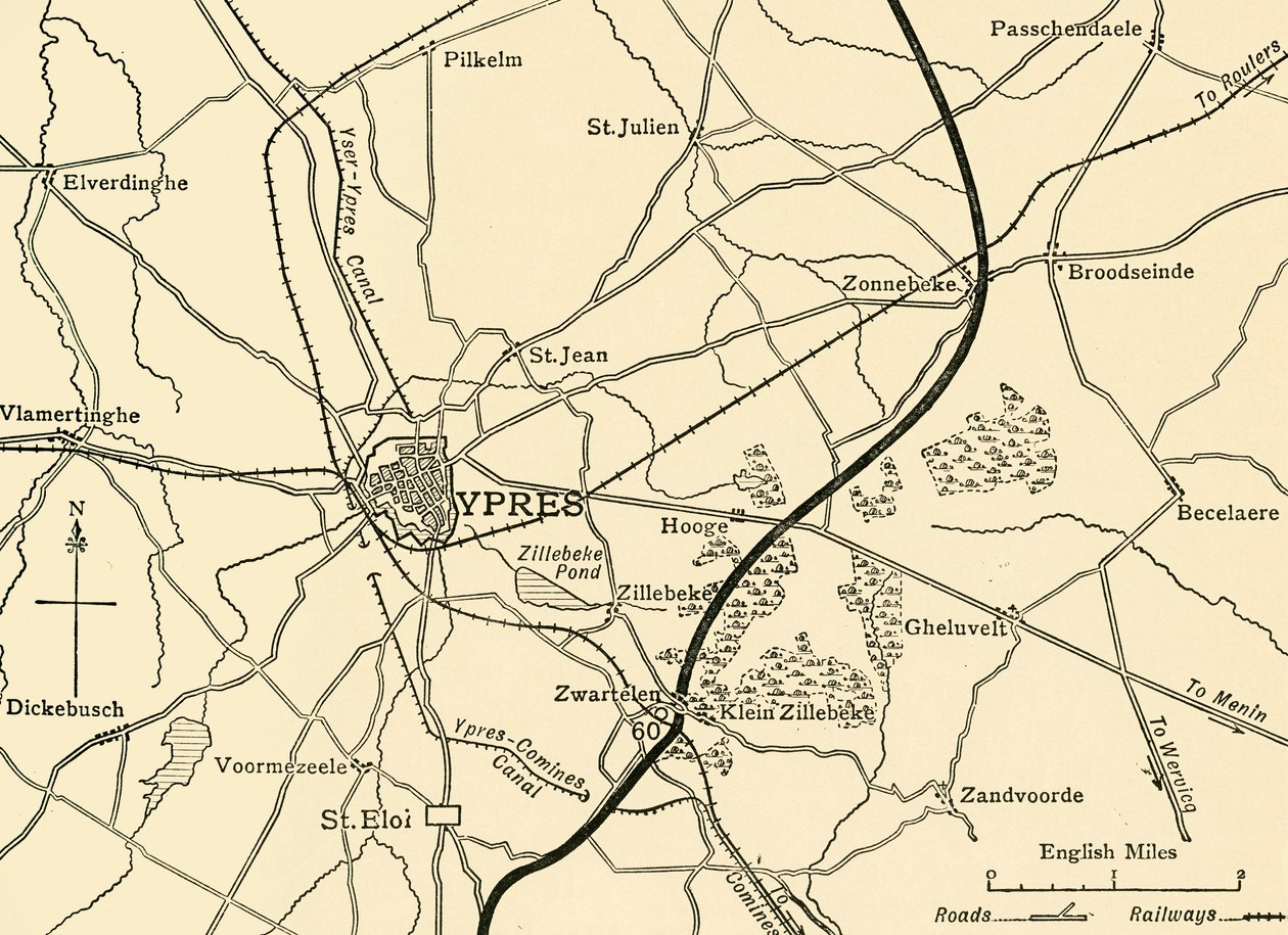 المواقف الألمانية بالقرب من Ypres ، فلاندرز ، الحرب العالمية الأولى ، 1915 ، c1920. بواسطة غير معروف