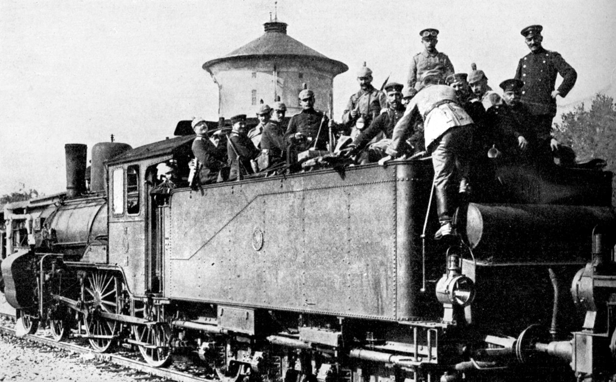 القوات الألمانية تسافر بالقطار إلى الجبهة الشرقية ، الحرب العالمية الأولى ، 1914 بواسطة غير معروف