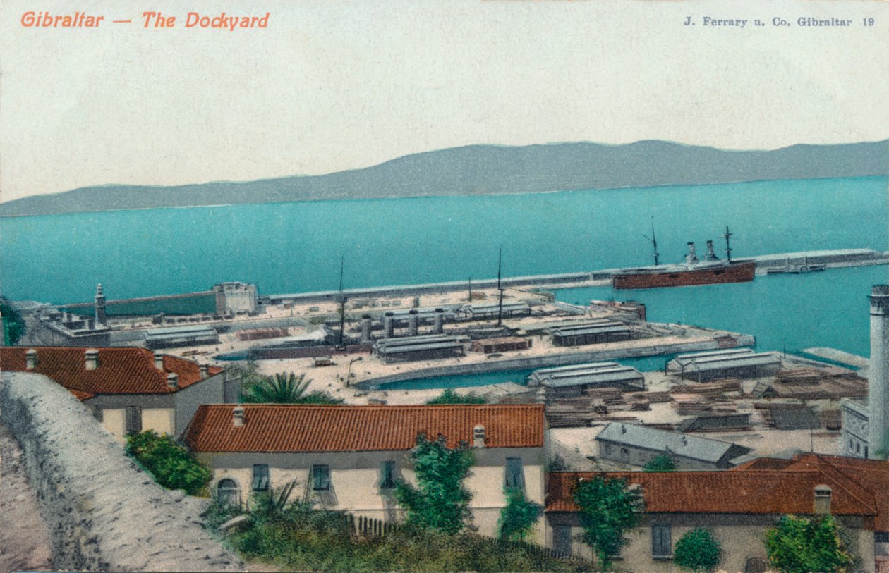 جبل طارق - حوض السفن ، 1900 بواسطة غير معروف