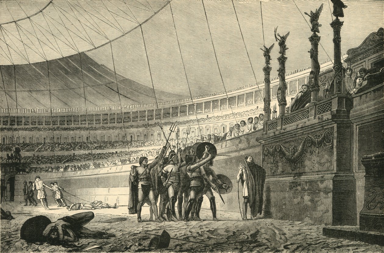 المصارعون تحية الإمبراطور قبل الانضمام إلى القتال ، 1890. بواسطة غير معروف