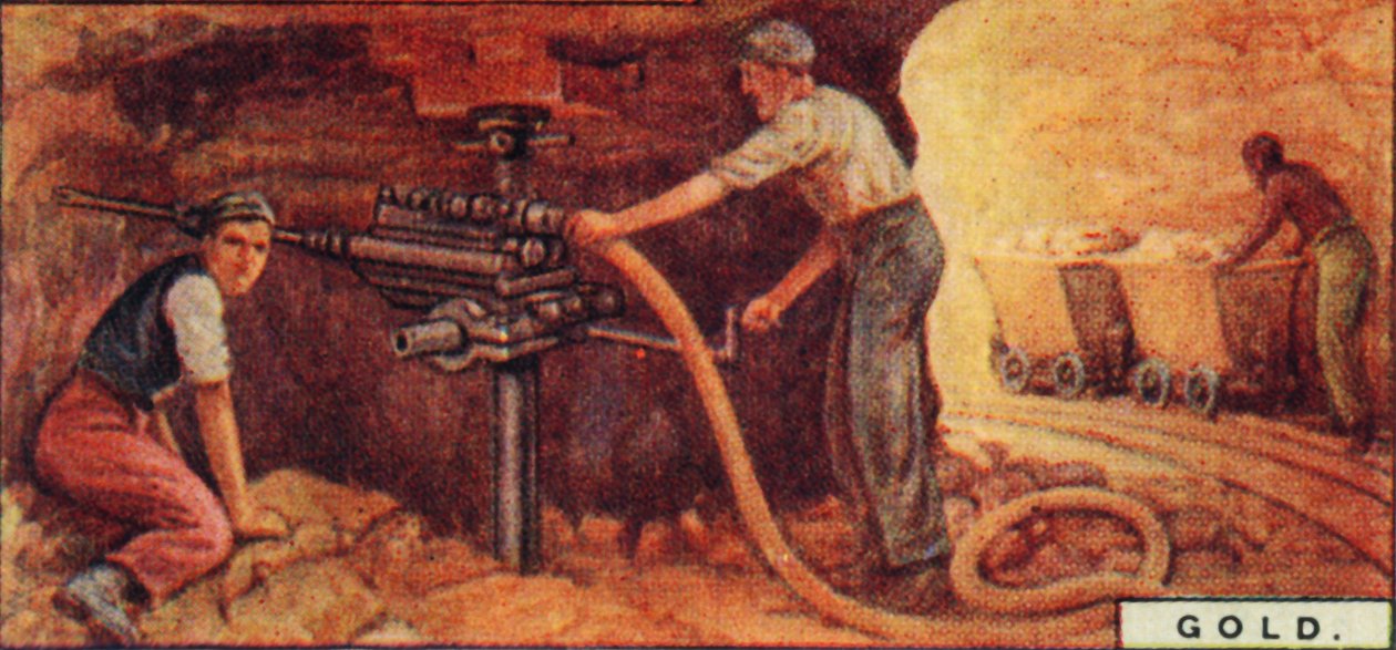 ذهب. - Drlling Blast Holes ، جنوب إفريقيا ، 1928 بواسطة غير معروف