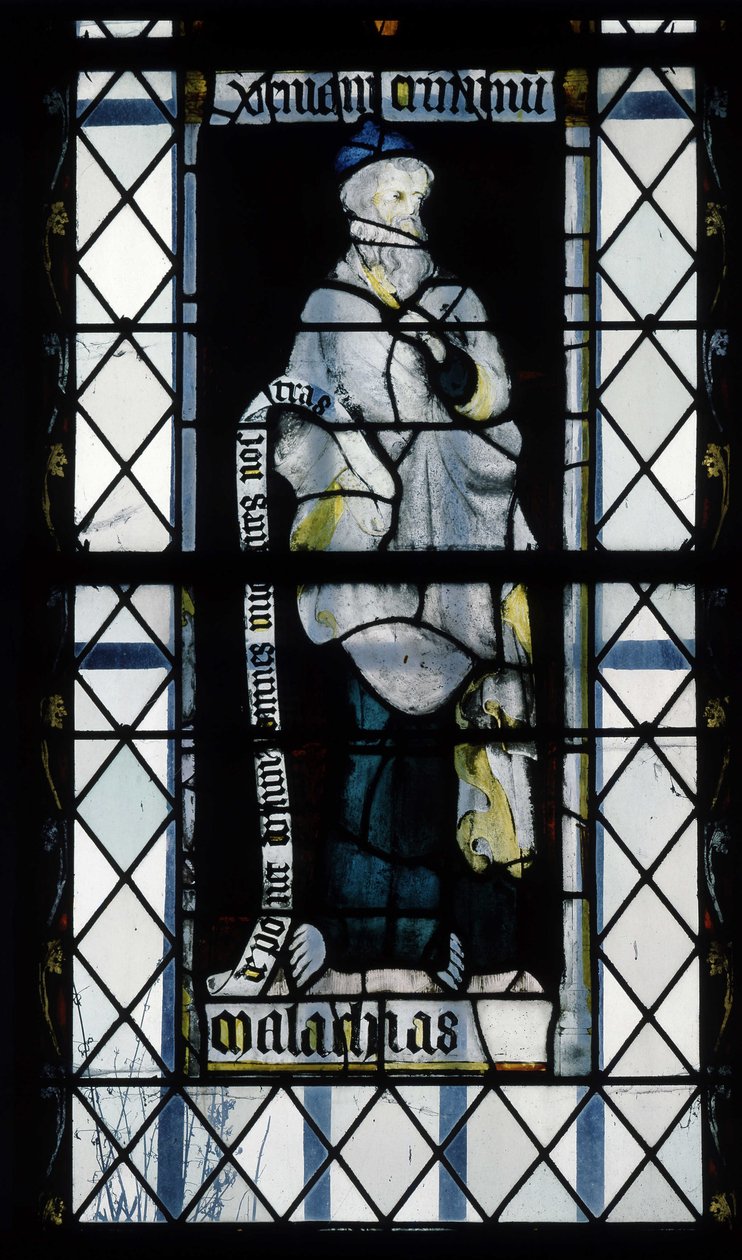 Gothic architecture. Stained glass representing the Prophete Malachie. Chapel of La Mailleraye, Abbatiale Notre Dame, Jumieges بواسطة غير معروف