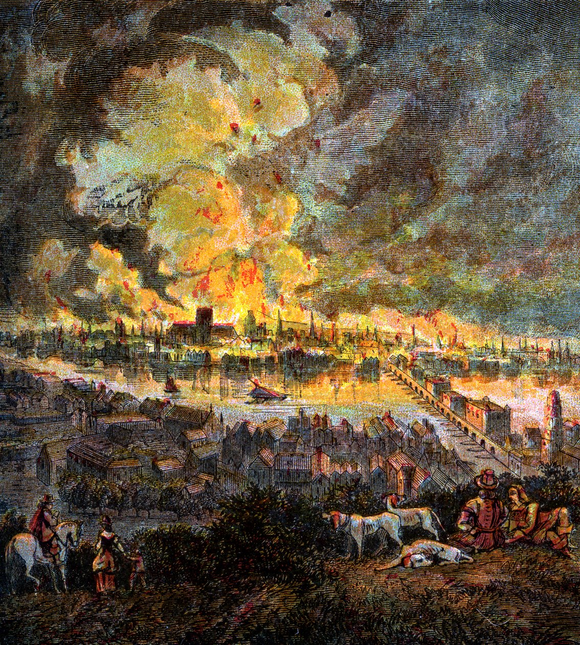 حريق لندن الكبير ، 1666 ، c1850 بواسطة غير معروف