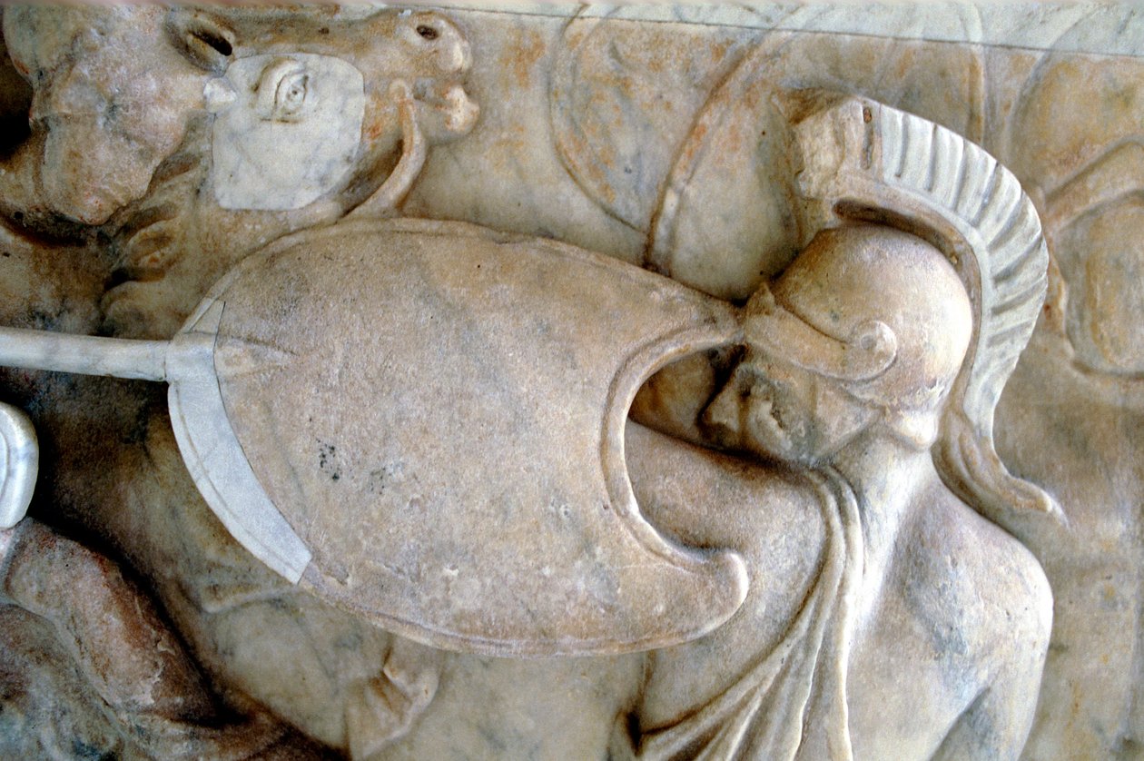 Hoplite اليونانية في معركة ضد الأمازون 30BC-200AD بواسطة غير معروف