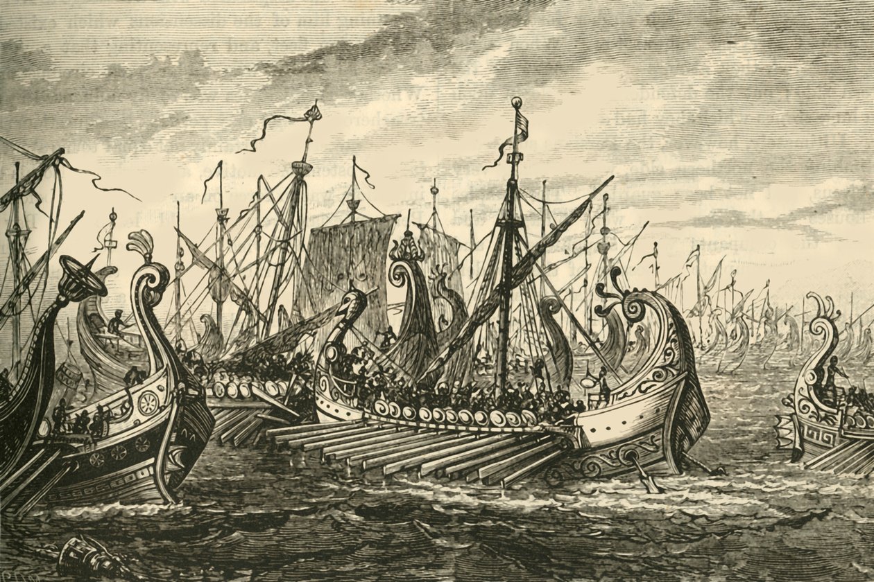 Triremes اليونانية في معركة سلاميس ، 1890. بواسطة غير معروف