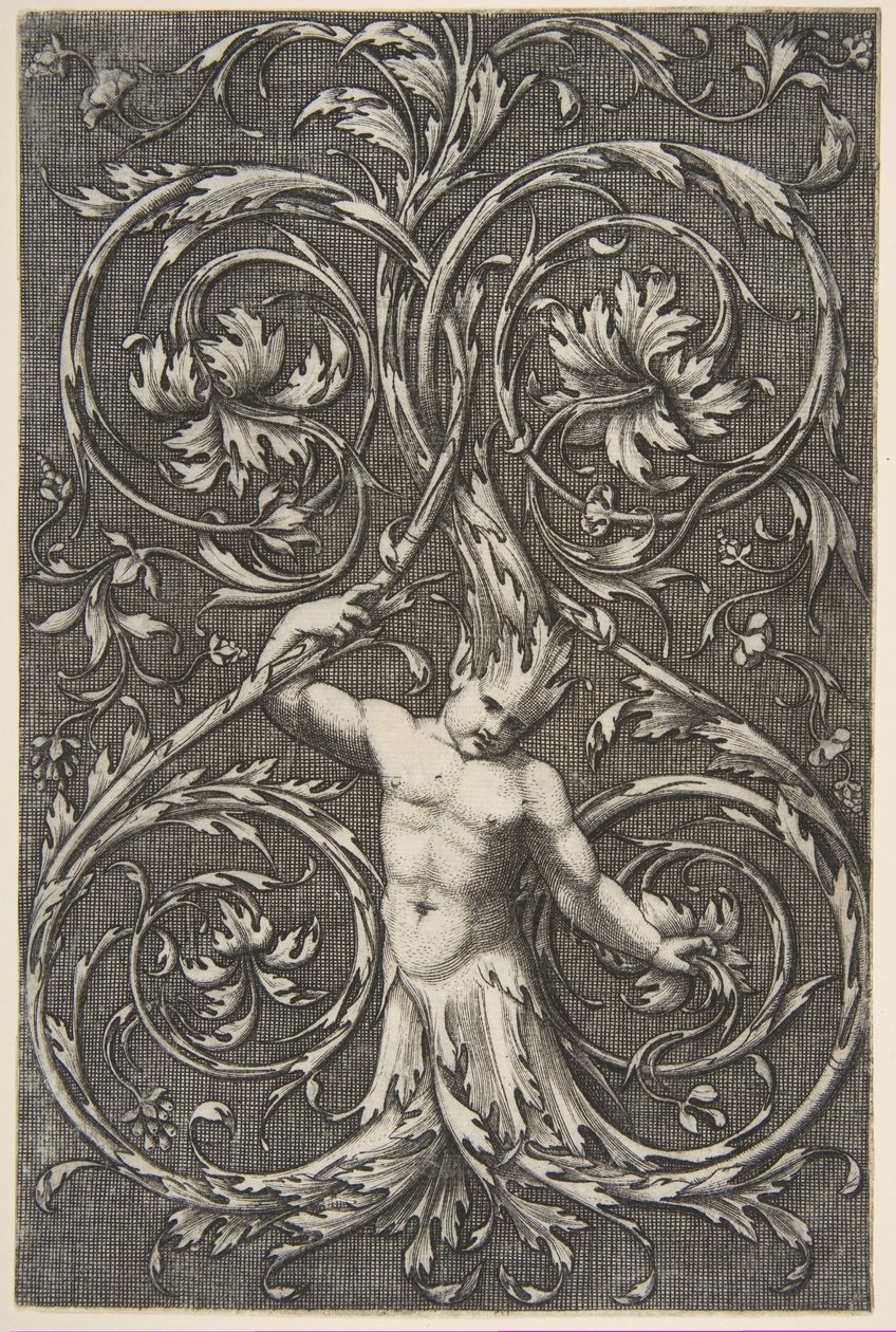 غريب الشكل مع شخصية الذكور مع الجزء السفلي من الجسم ورأس مخطوطات الأقنثة ، كاليفورنيا. 1515-1600. بواسطة غير معروف