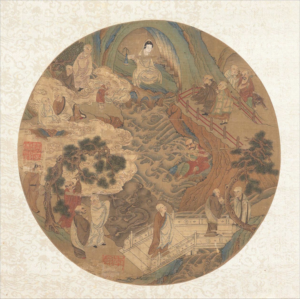Guanyin والستة عشر luohans ، القرنين السادس عشر والسابع عشر. بواسطة غير معروف