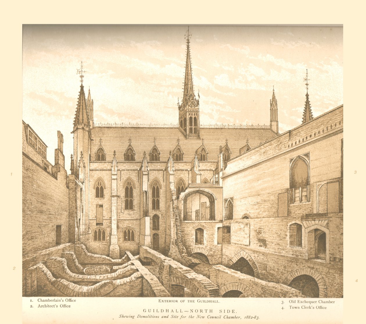 ^ Guildhall North Side ، 1882-83 ، 1886 بواسطة غير معروف