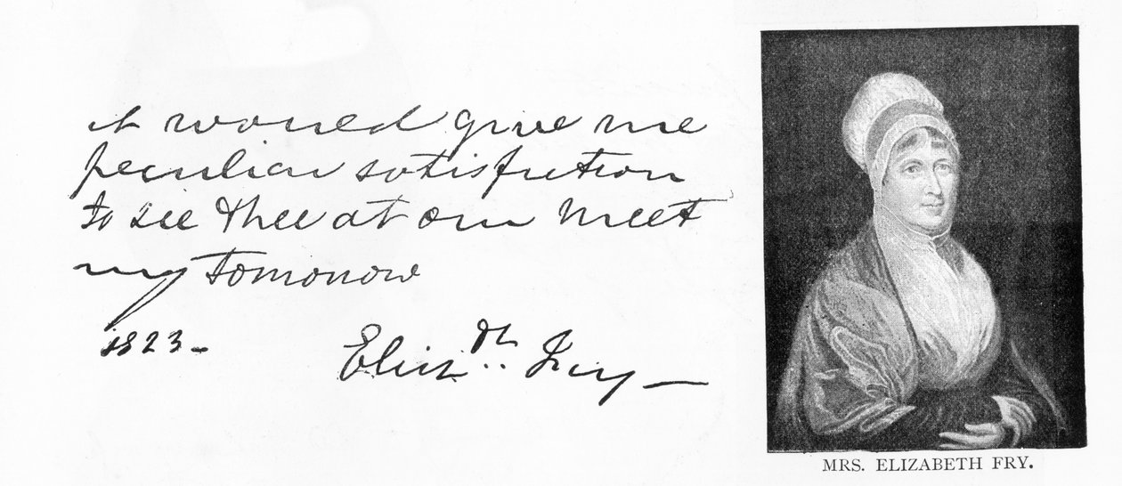 Handwriting and signature of Elizabeth Fry بواسطة غير معروف